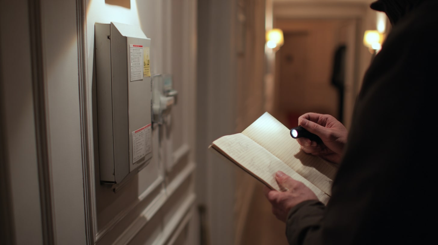 Personne vérifiant un compteur électrique pour mieux comprendre et maîtriser ses dépenses d’énergie en HLM.